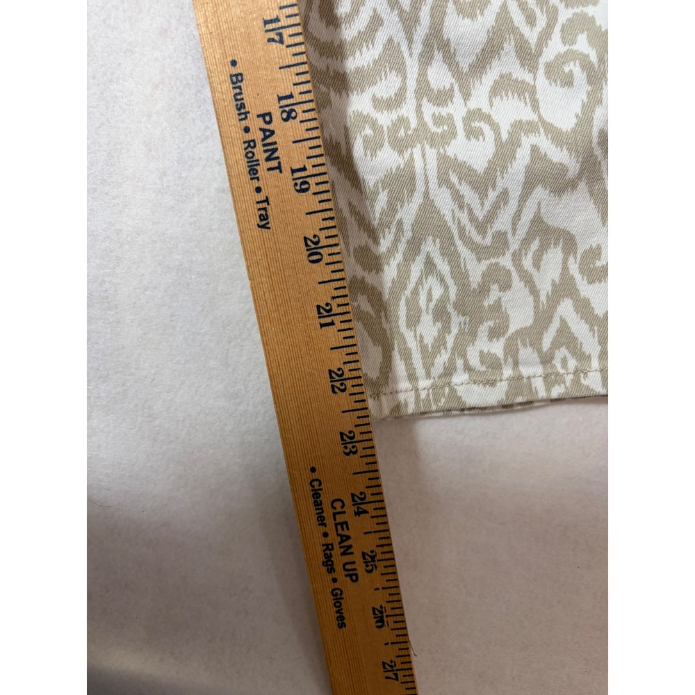 Chicos Platinum Crop Pants Tan White Ikat Paisley Print Straight Leg Size 2 L - Picture 5 of 6